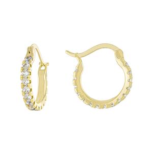 Athra 14kt Gold Over Brass 15mm CZ Click-Top Hoop Earrings