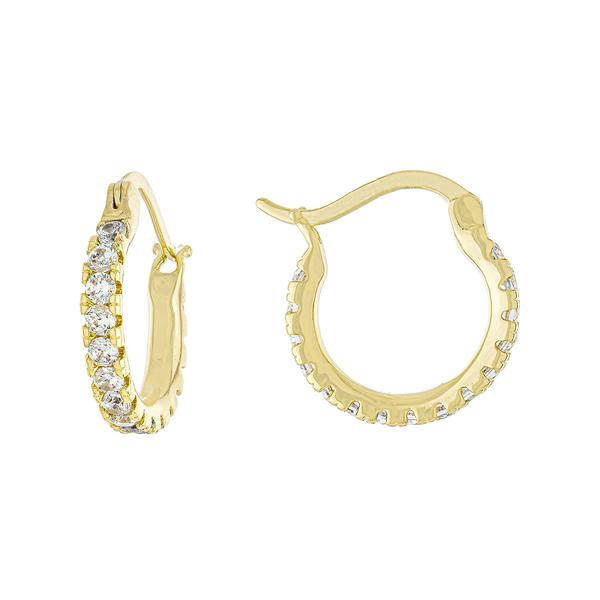 Athra 14kt Gold Over Brass 15mm CZ Click-Top Hoop Earrings