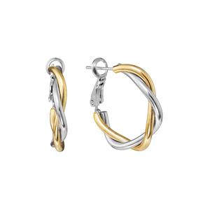 Athra Fine Silver Plated Two-Tone Braided Hoop Earrings