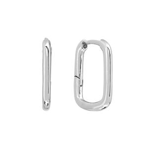 Athra Fine Silver Plated 20mm Rectangle Huggie Hoop Earrings