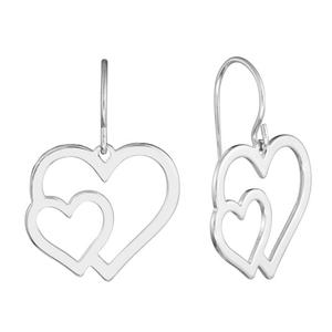 Athra Fine Silver Plated Laser Cut Heart Drop Earrings