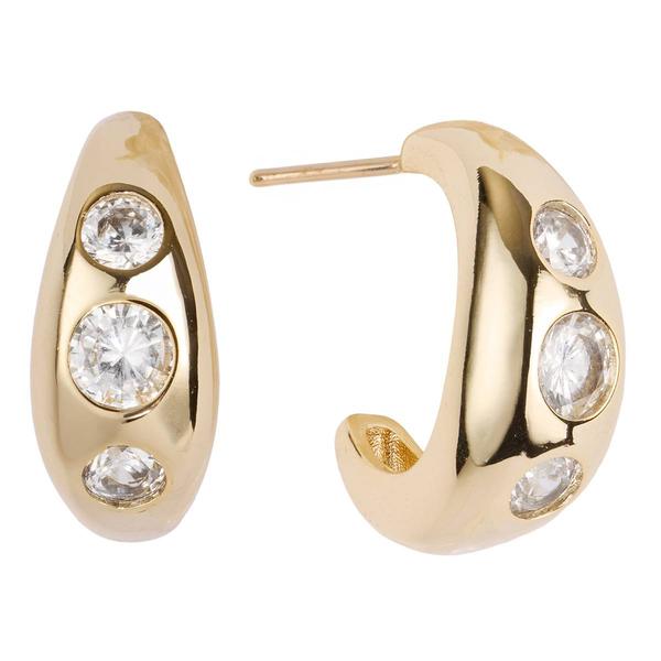 Athra 14kt. Gold over Brass 20mm CZ Hoop Post Earrings
