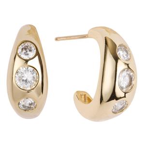 Athra 14kt. Gold over Brass 20mm CZ Hoop Post Earrings