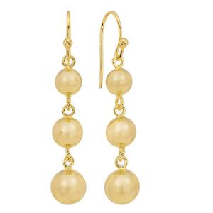 Athra 14kt. Gold Over Brass Graduated Ball Drop Earrings