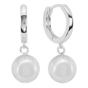 Athra Fine Silver Plated 10mm. Ball Drop Huggie Hoop Earrings