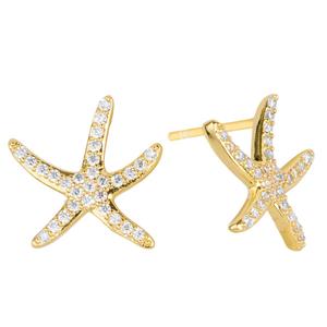 Athra 14kt. Gold over Brass CZ Starfish Stud Earrings