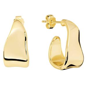 Athra 14kt. Gold over Brass Abstract Wave Hoop Earrings