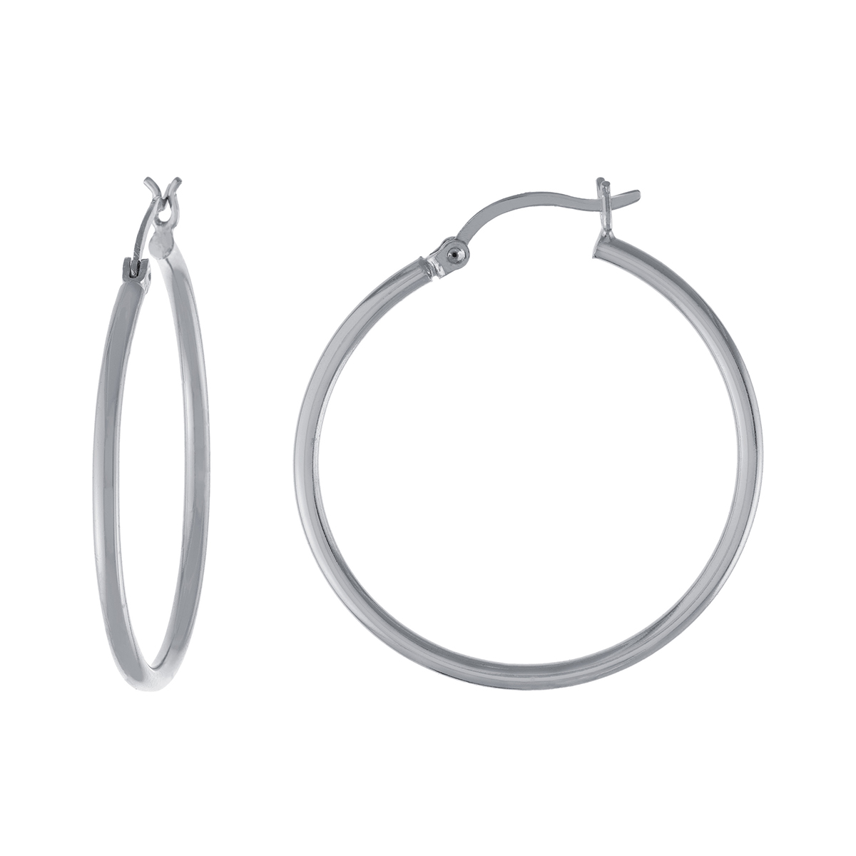 Athra Fine Silver Plated 35mm Click-Top Hoop Earrings