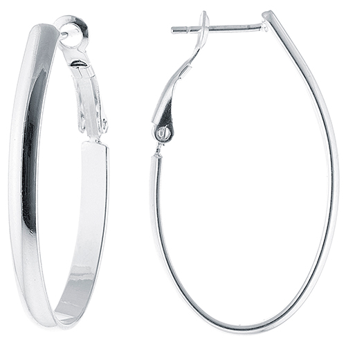 Fine Silver Plated Oval Hoop Earrings