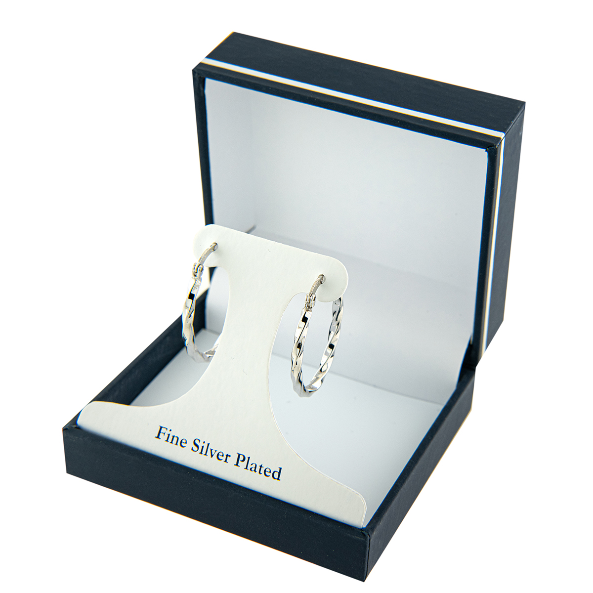 Fine Silver Plated Wavy Oval Hoop Earrings