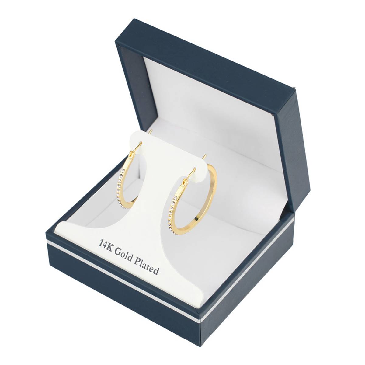 Athra 32mm Gold Over Silver Crystal Click-Top Hoop Earrings