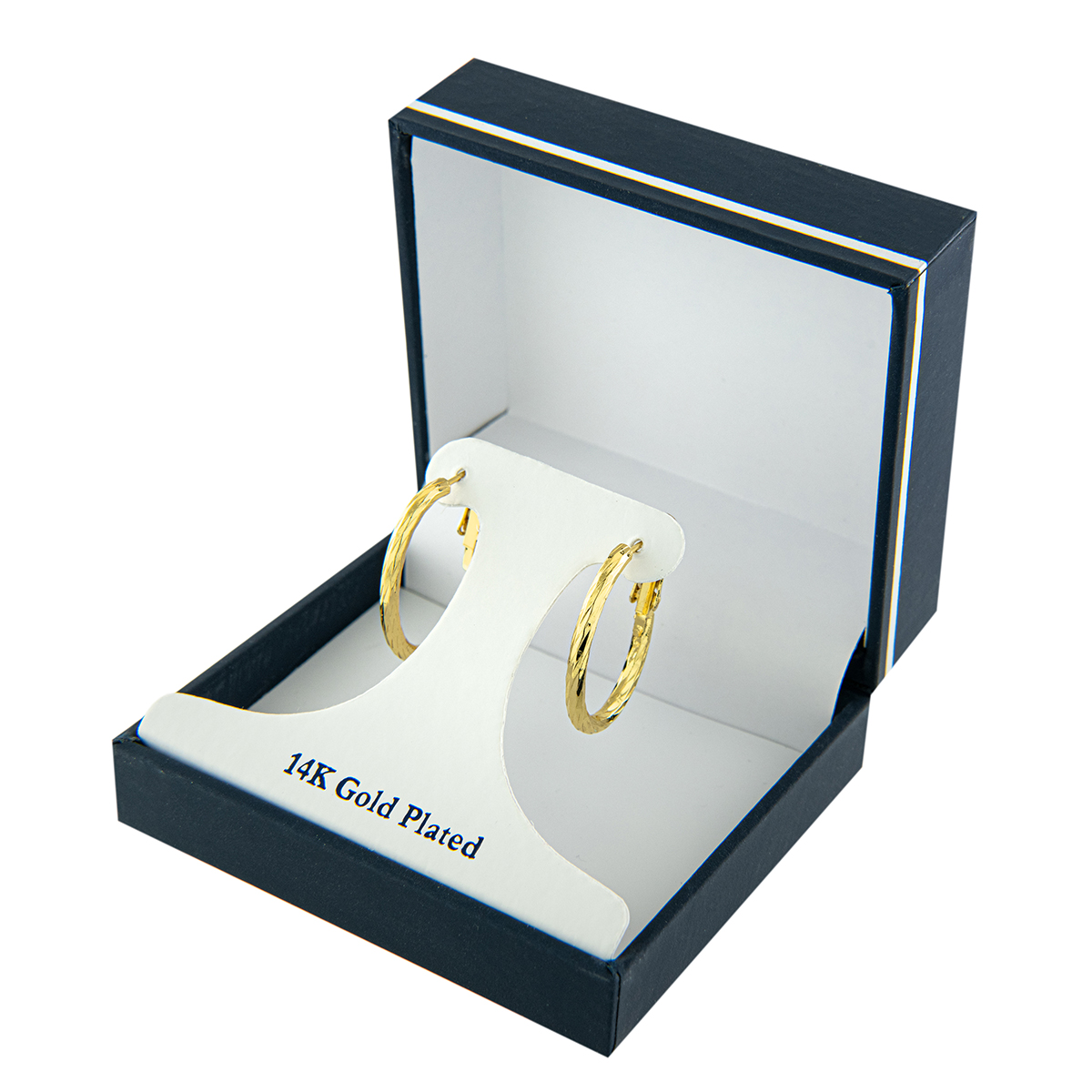 Athra 14kt. Gold Over Brass 20mm Diamond Cut Oval Hoop Earrings