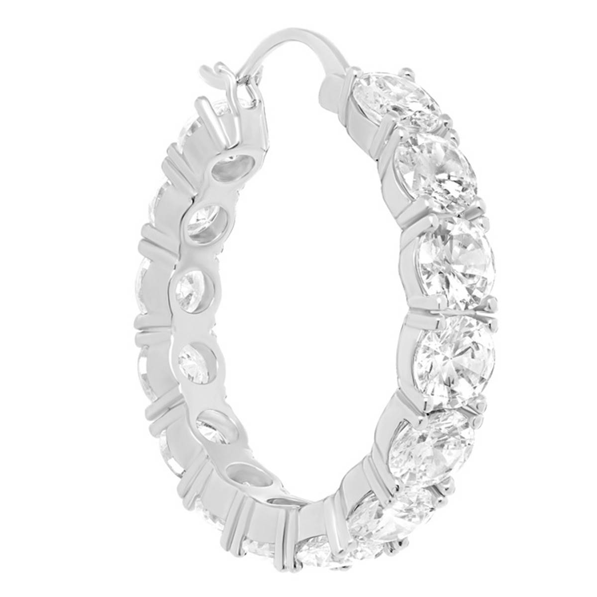 Fine Silver Plated 30mm CZ Hoop Earrings