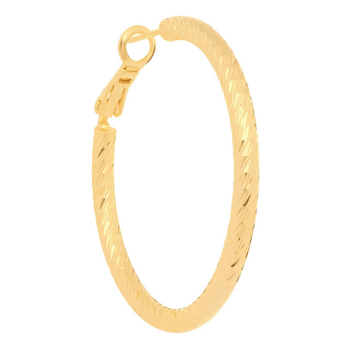 14kt. Gold Over Brass 40mm Diamond Cut Hoop Earrings