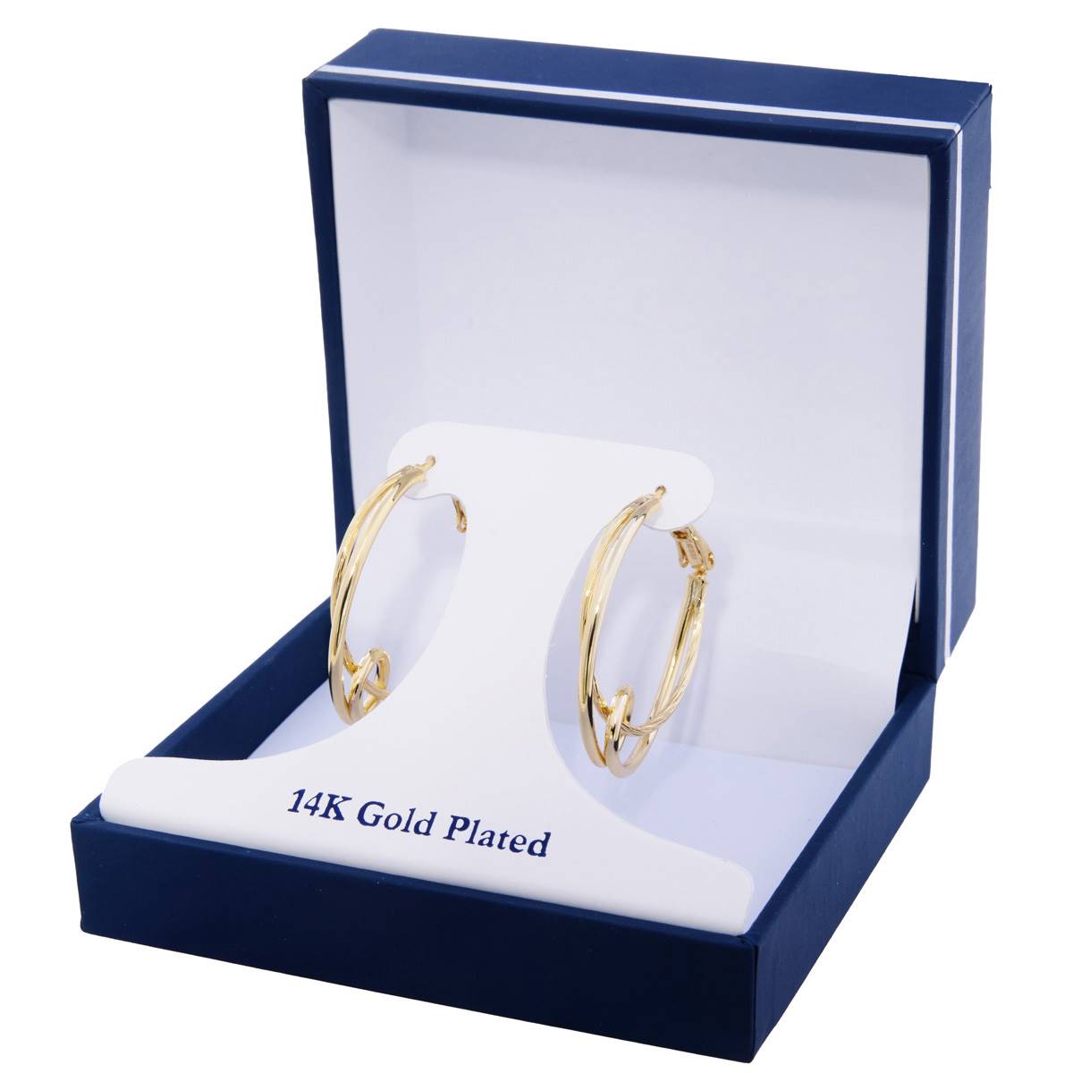 14kt. Gold Over Brass 30mm Double Loop Hoop Earrings