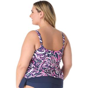 Plus Size Beach House Paradise Scroll Blouson Tankini Swim Top alternate view