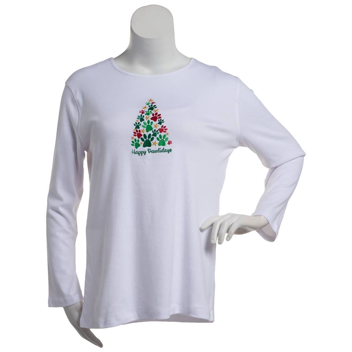 Plus Size MCCC Sportswear Long Sleeve Happy Pawlidays Tee