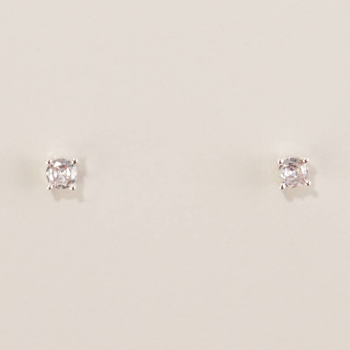 Design Collection CZ Silver-Tone 5mm Round Stud Earrings