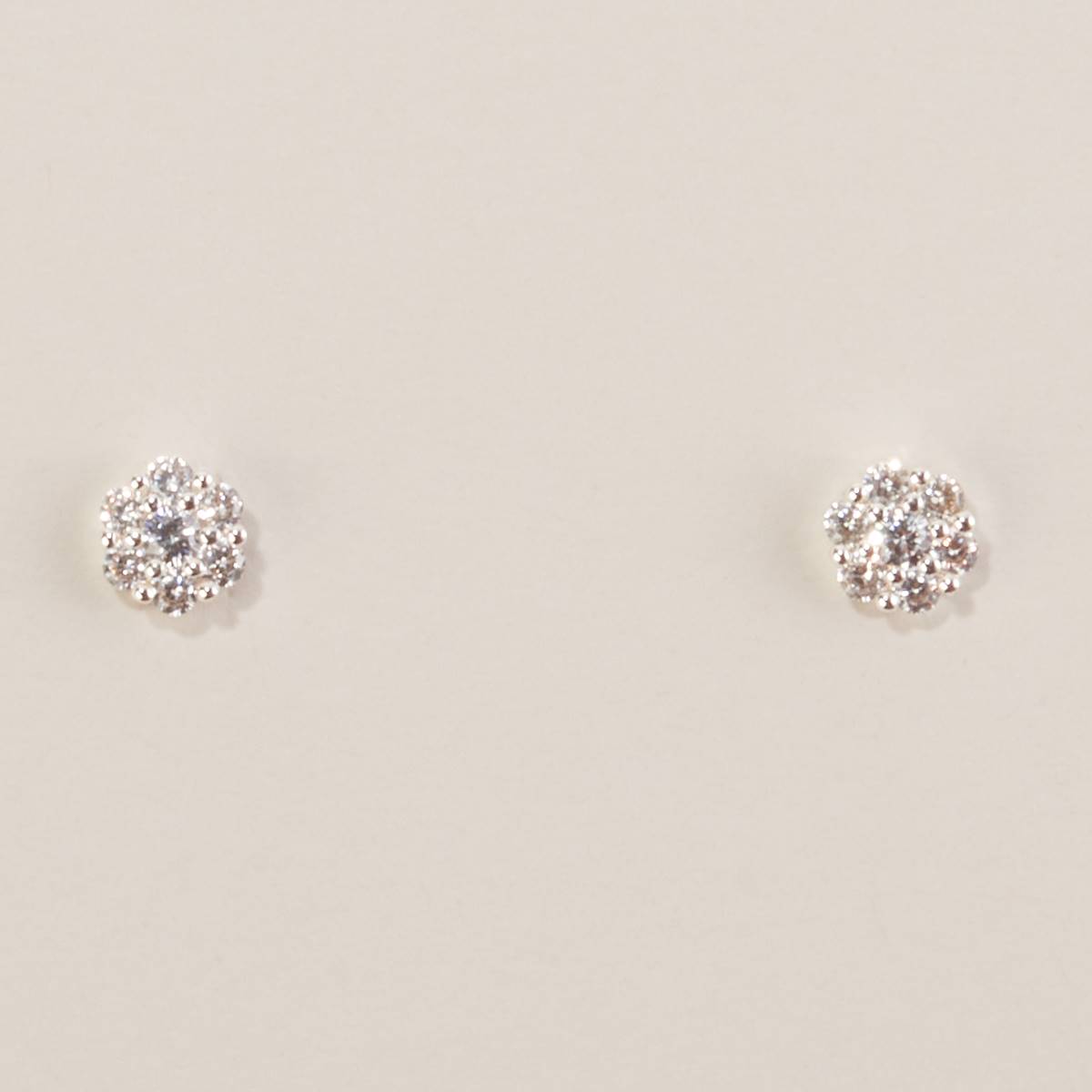 Design Collection Silver-Tone CZ Stone Cluster Stud Earrings