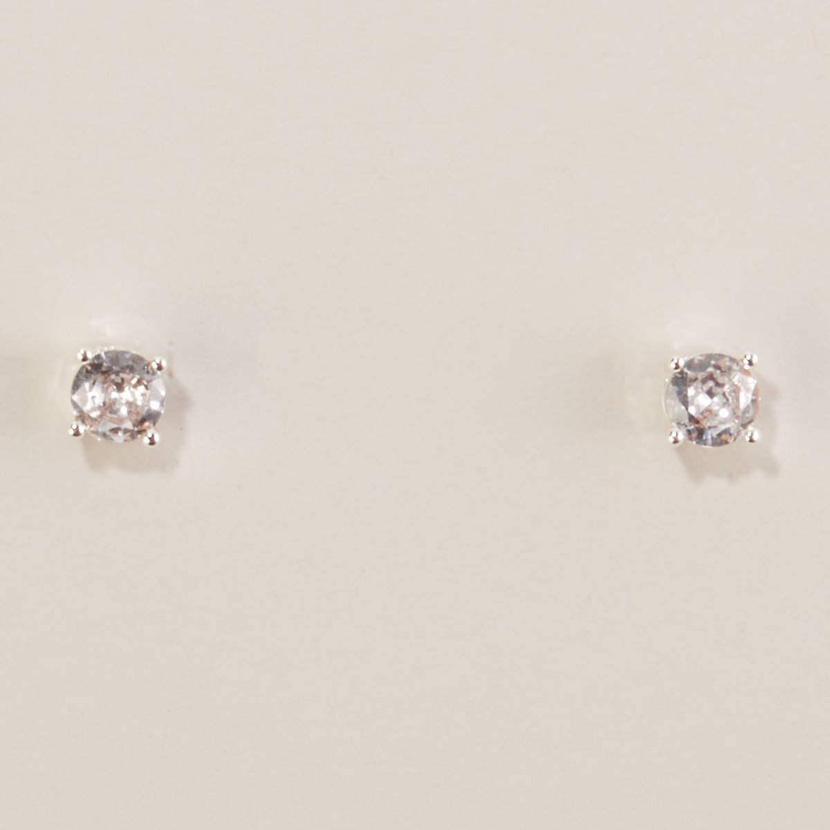 Design Collection Silver-Tone CZ 6mm Round Stud Earrings