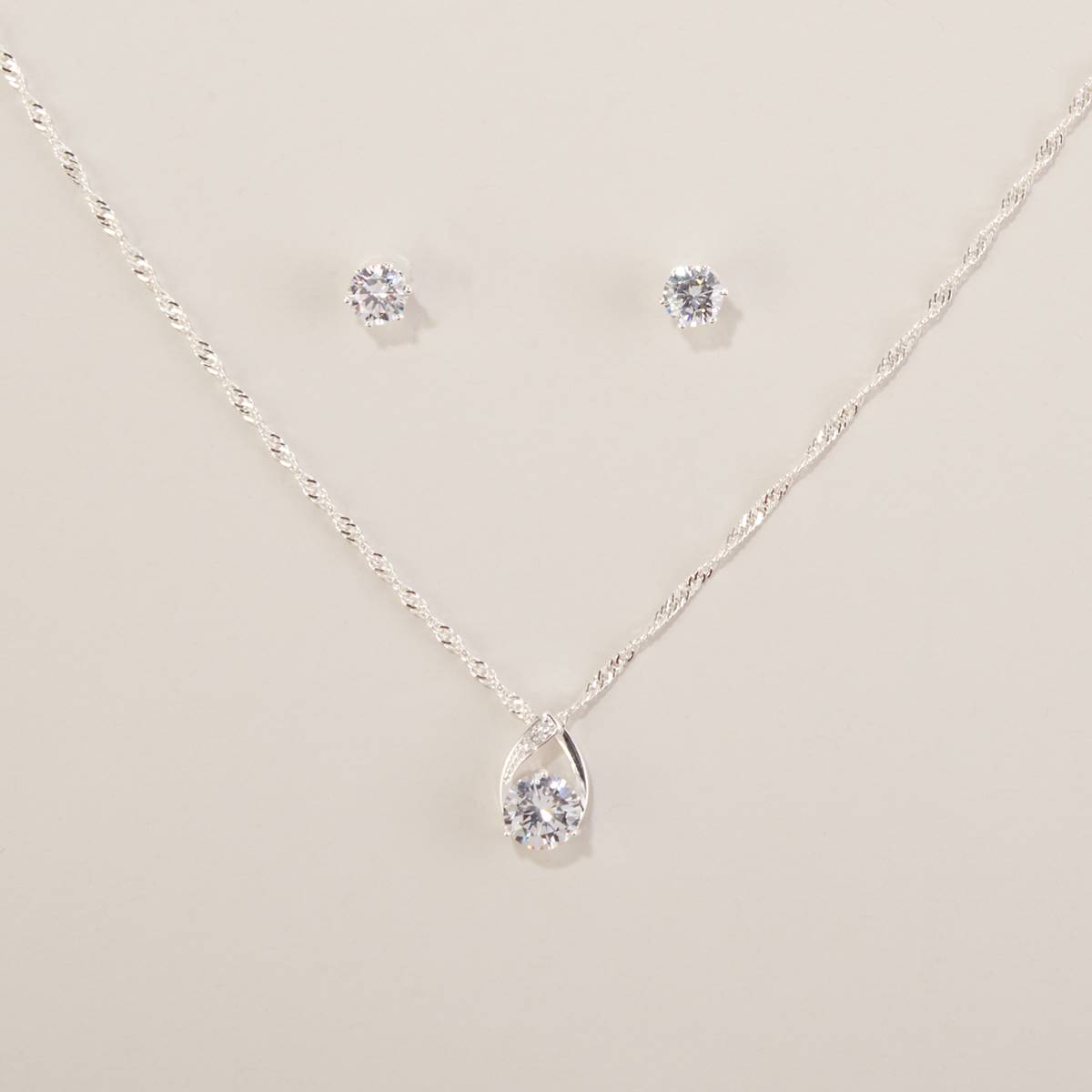 Design Collection Silver-Tone CZ Round Pave Set