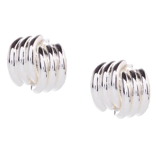 Design Collection Silver-Tone Swirl Tailored Stud Earrings alternate view