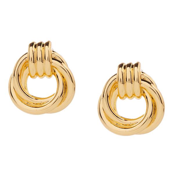 Design Collection Gold-Tone Wrapped Open Disk Drop Earrings