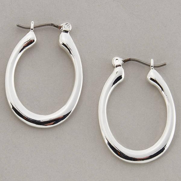 Design Collection Silver-Plated Oval Hoop Earrings