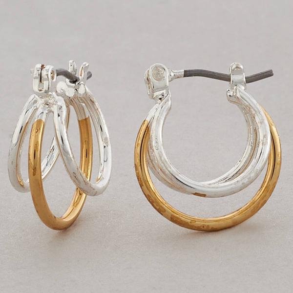 Design Collection Two-Tone Triple Hoop Earrings