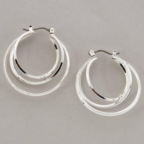 Design Collection Silver-Plated Polished Hoop Earrings