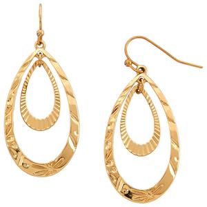 Design Collection Gold-Plated Double Oval Drop Earrings