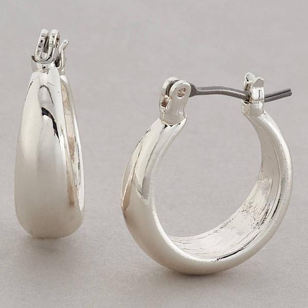 Design Collection Silver-Plated Thick Band Hoop Earrings
