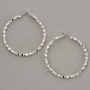 Design Collection Silver-Plated Textured Hoop Earrings