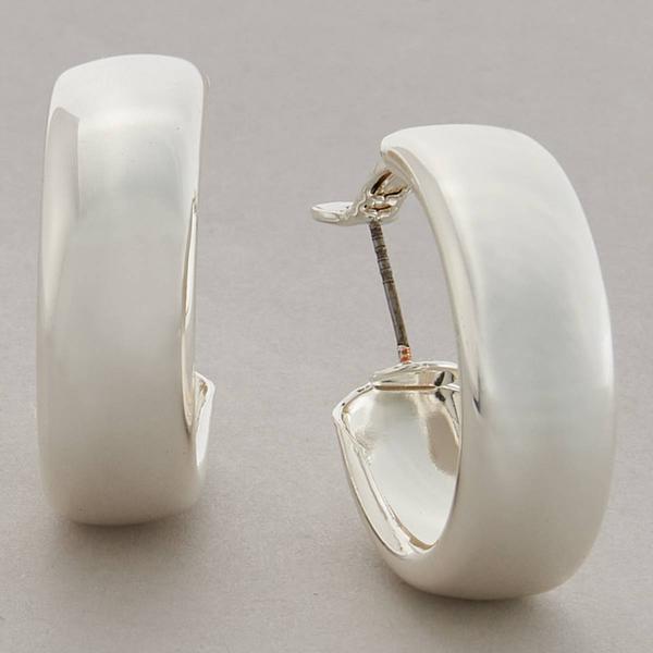 Design Collection Silver-Plated Wide Hoop Earrings