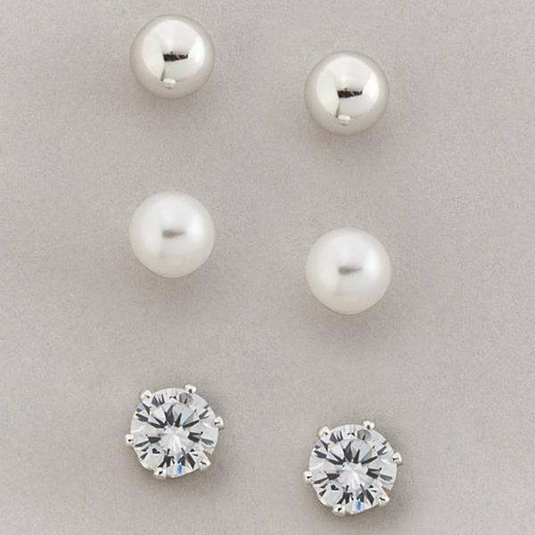 Design Collection Pearl & Crystal Trio Earrings