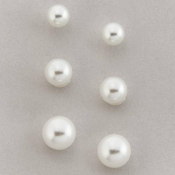Design Collection Graduated Pearl Trio Stud Earrings