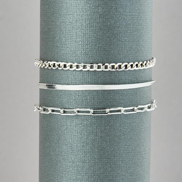 Design Collection 3pc. Silver-Plated Herringbone Bracelet Set