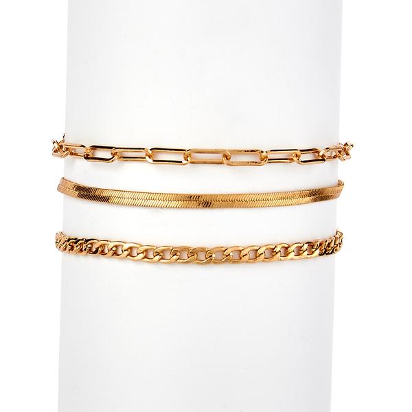 Design Collection 3pc. Gold-Plated Herringbone Bracelet Set
