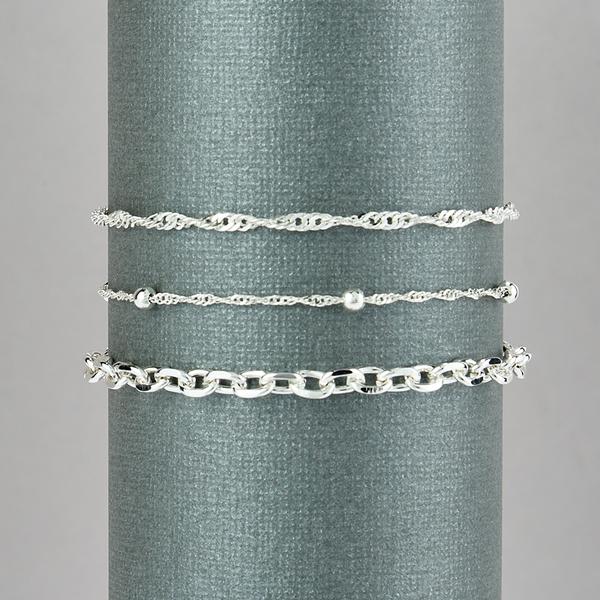 Design Collection Silver-Tone Singapore Station Rolo Bracelet Set
