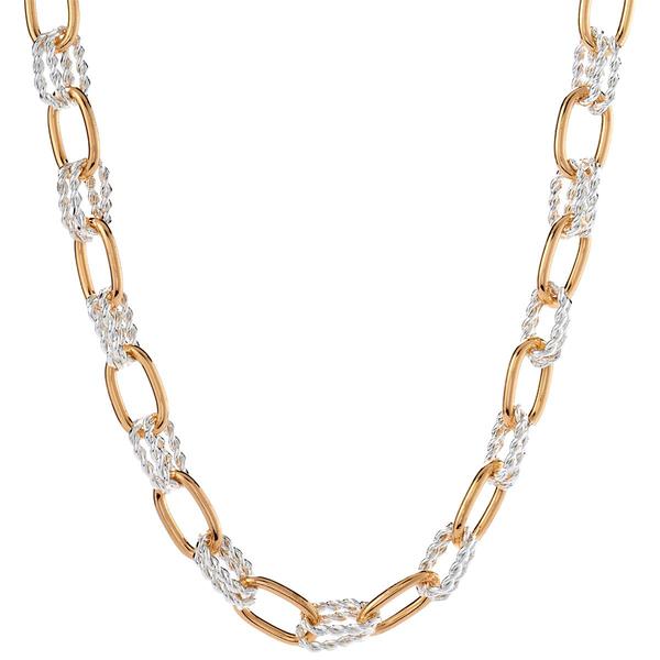 Design Collection 18 Two-Tone Polished Link Textured Necklace