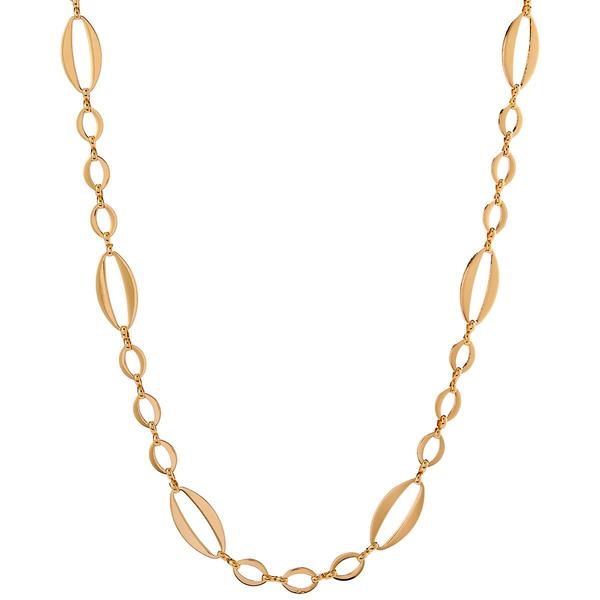 Design Collection 18 Gold-Tone Oval Flat Mixed Link Necklace