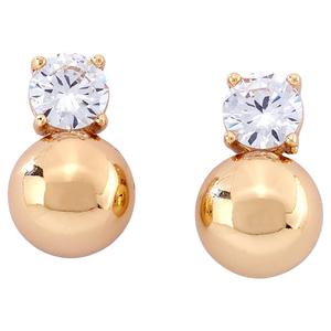 Design Collection Gold-Tone Drop Ball Earrings with Crystal Stone