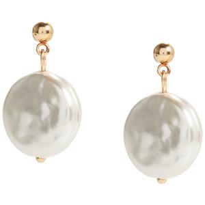 Design Collection Gold-Tone Glass/Pearl Drop Earrings