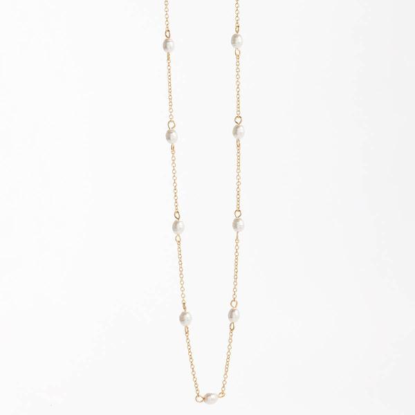 Design Collection Gold-Tone Glass/Pearl Chain Necklace