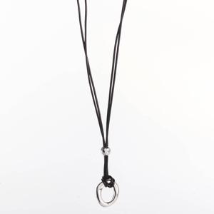 Design Collection Silver-Tone Oval Corded Pendant Necklace