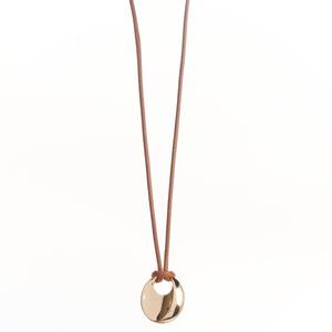 Design Collection Gold-Tone Brown Cord Pendant Necklace