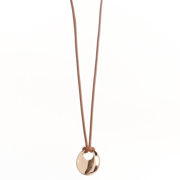 Design Collection Gold-Tone Brown Cord Pendant Necklace