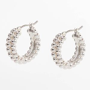 Design Collection Silver-Tone Textured Bubble Hoop Earrings