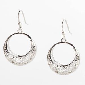 Design Collection Silver-Tone Lattice Work Hoop Earrings