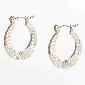 Design Collection Silver-Tone Textured Hoop Earrings